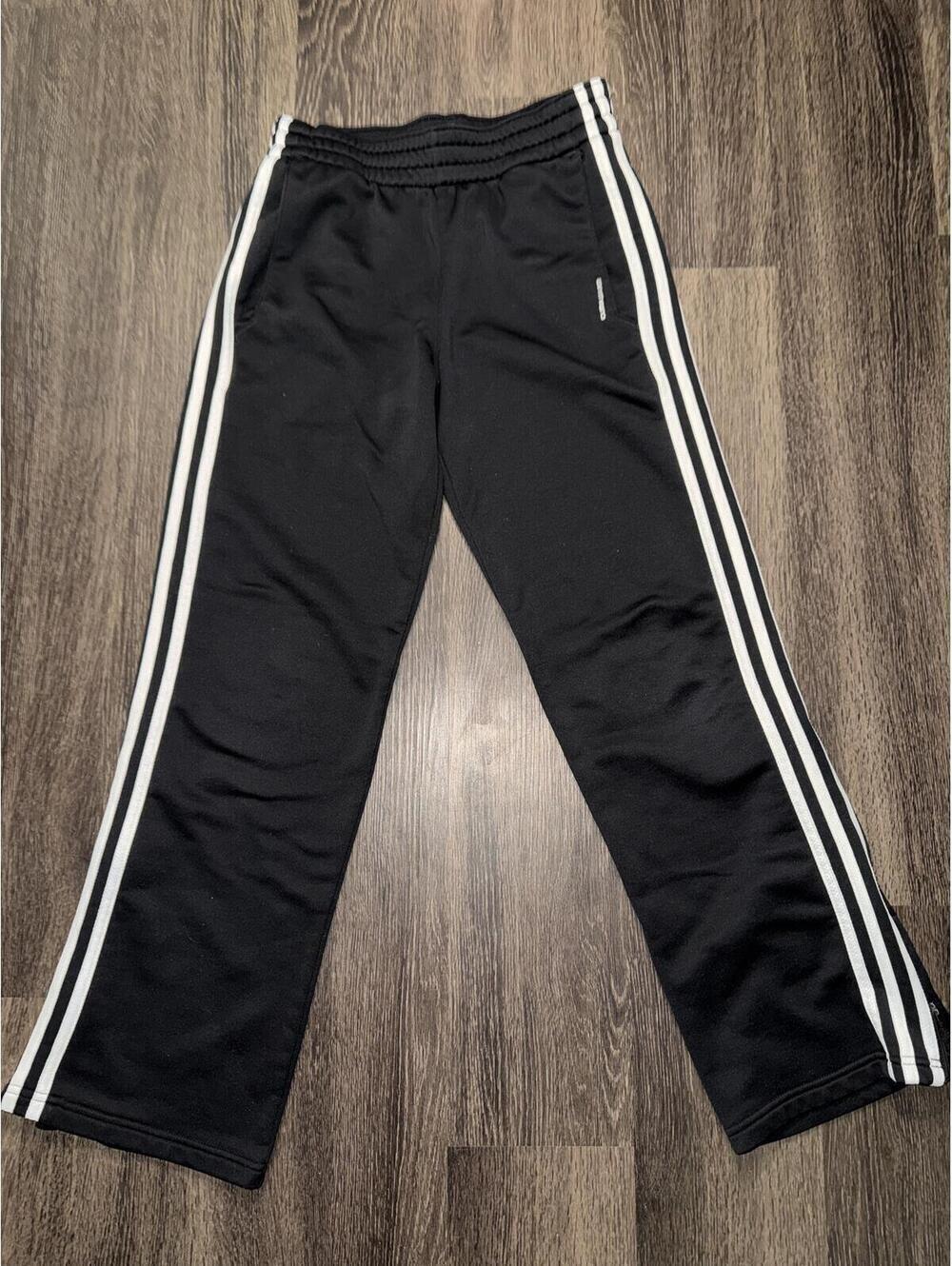 adidas Kids Black 3-Stripes Track Pants Size L